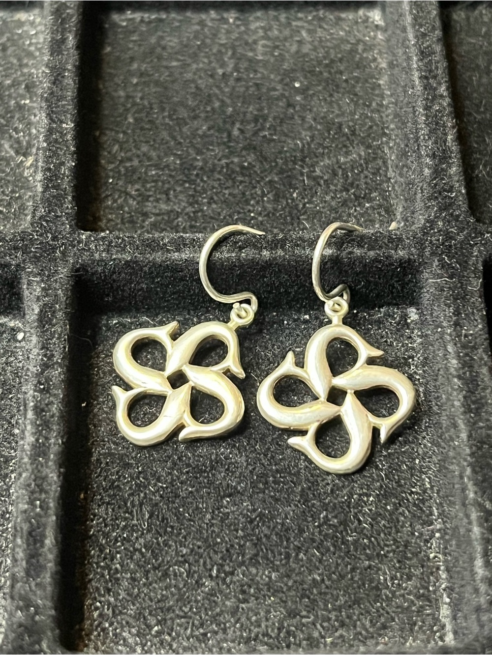 Vintage Celtic sterling silver artisan dangle earrings dolphins cross Lovell